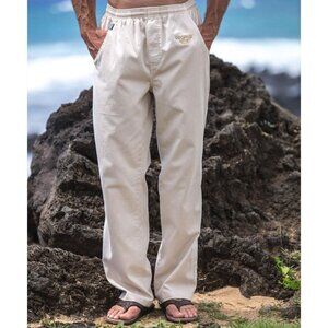 Crazy Shirts Men S Coconut Dyed Twill Pants Cream Stretch Waist Straight Leg